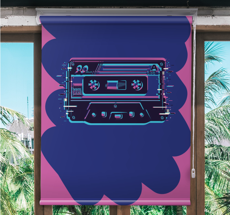 Retro cassette illustratie nerd rolgordijn - TenStickers