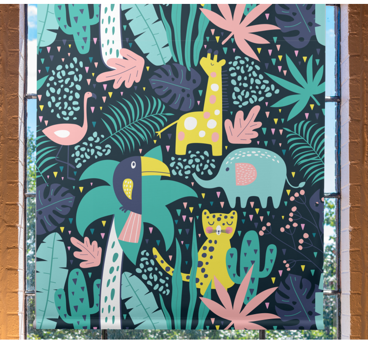 Rolgordijnen kinderkamer Dieren en bladeren - TenStickers