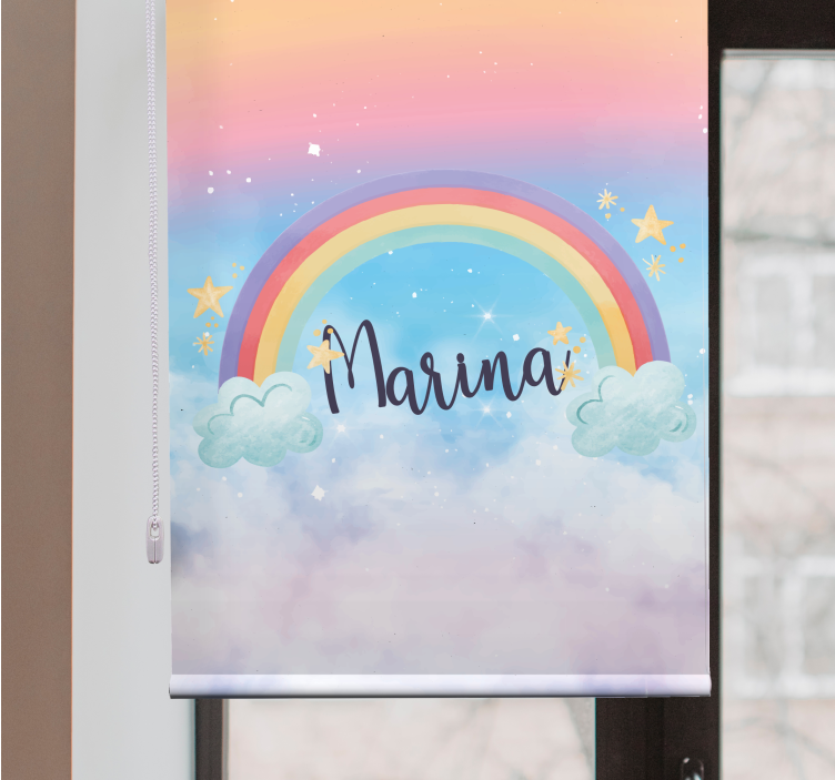 Babykamer  rolgordijn  regenboog met mooie wolken - TenStickers