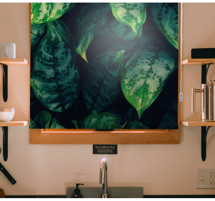 Rolgordijn bloemen en planten levendige groene bladeren - TenStickers