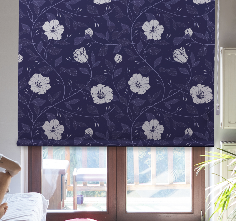 Rolgordijn met bloemen Blauw - TenStickers