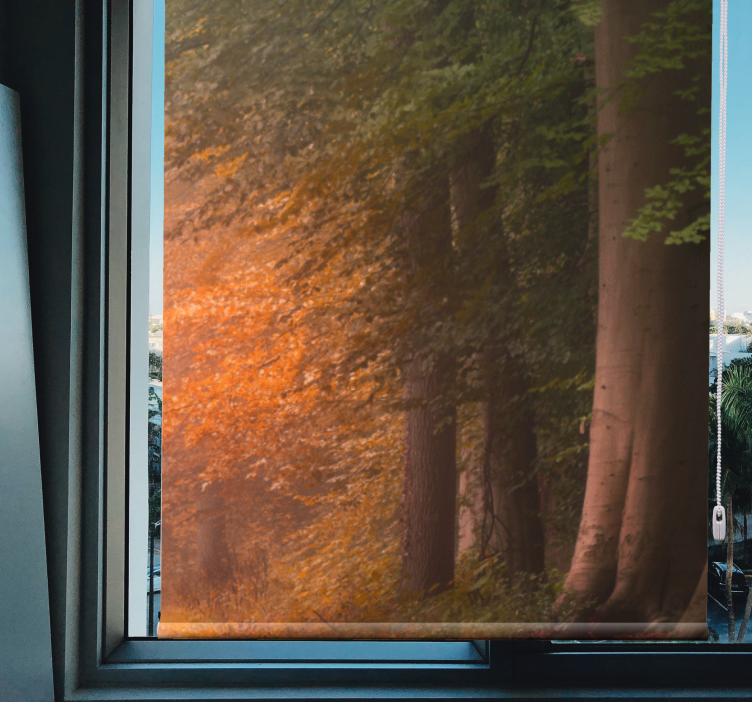 Rolgordijn woonkamer met een donker bosontwerp - TenStickers