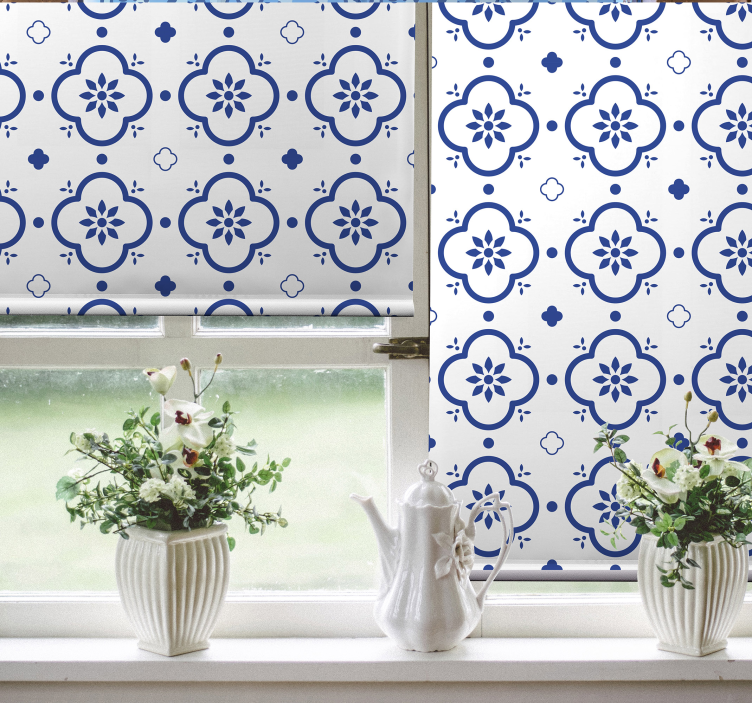 Raambekleding woonkamer Blauwe tegels - TenStickers
