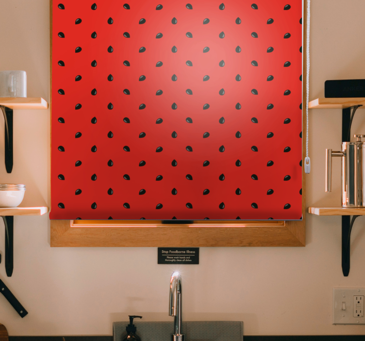 Rood aardbeienpatroon rolgordijn fruit en groente - TenStickers