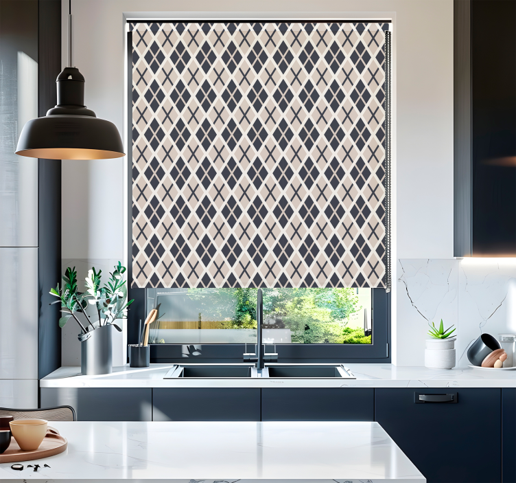 Ruiten patroon raambekleding Scandinavisch - TenStickers