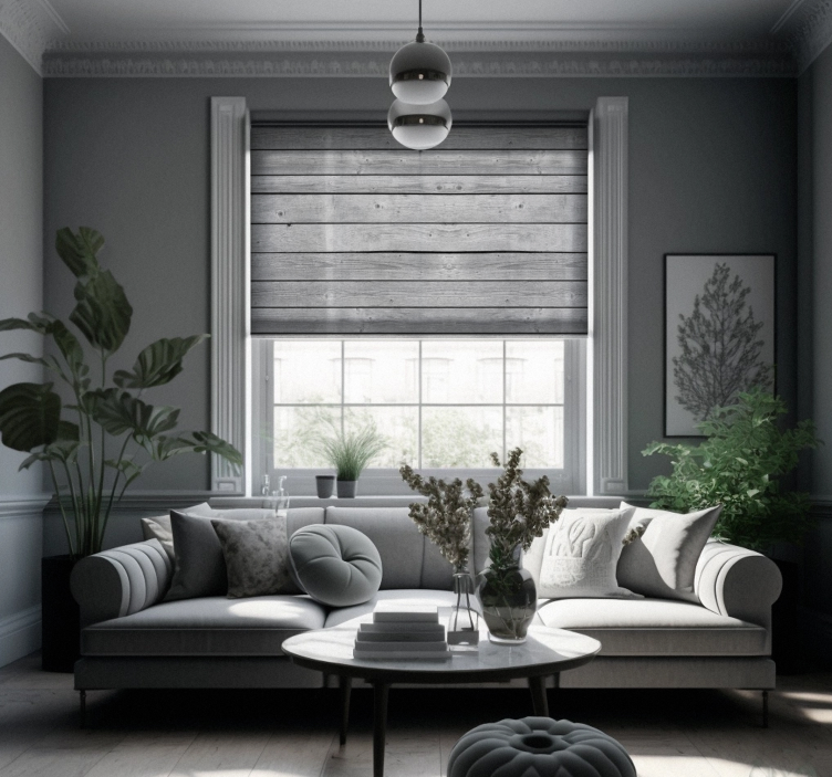 Rustieke rolgordijnen Houten donkergrijs - TenStickers