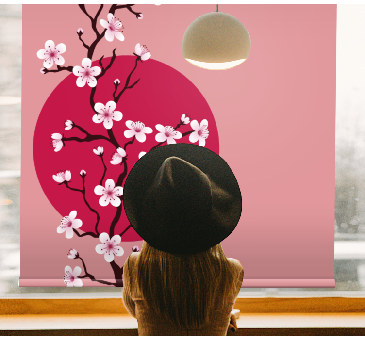 Sakura bloesemstengel rolgordijn bloemen en planten - TenStickers