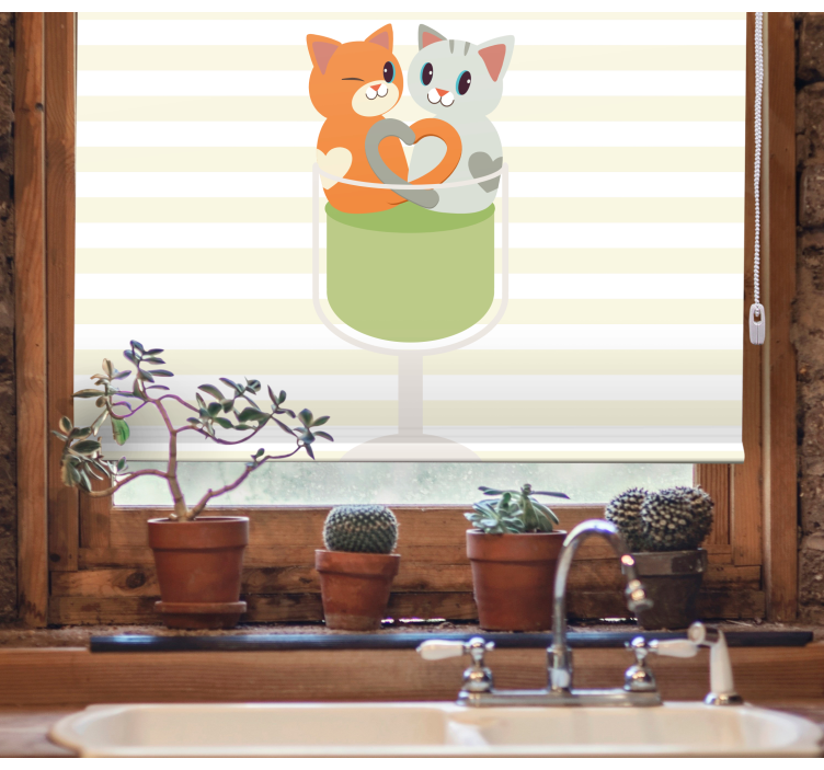 Schattige kattenvrienden rolgordijn dieren - TenStickers