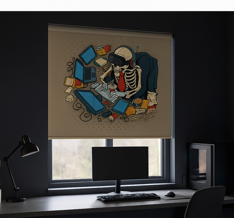 Skelet retro speler gamer rolgordijn - TenStickers