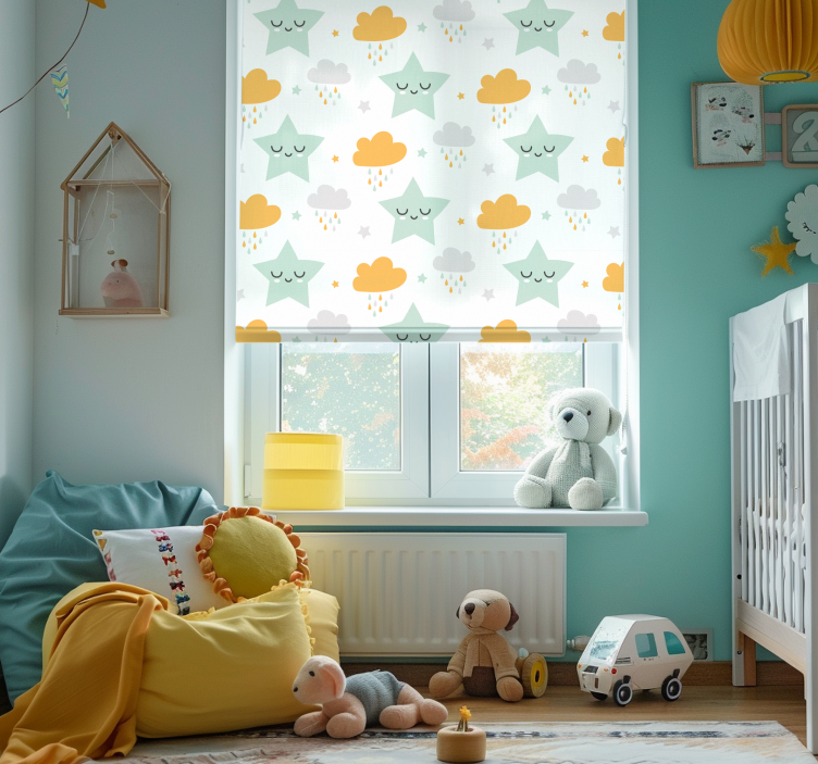 Slaperig wolkenpatroon babykamer rolgordijn - TenStickers