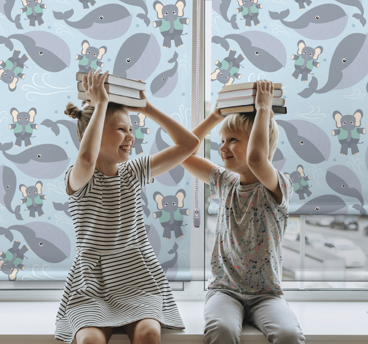 Speelse dieren babykamer rolgordijn - TenStickers