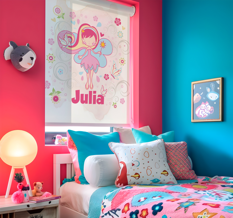 Sprookje met vlinders Gepersonaliseerd rolgordijn - TenStickers