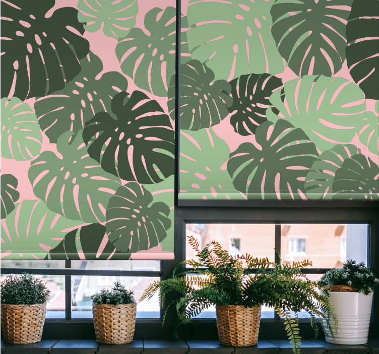 Tropisch monstera patroon rolgordijn bloemen en planten - TenStickers