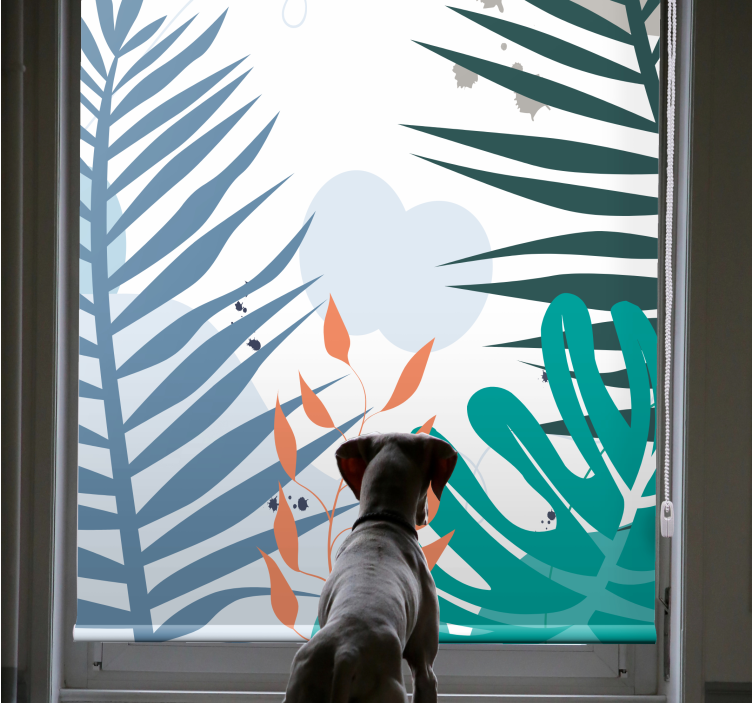 Tropische grote bladeren rolgordijn bloemen en planten - TenStickers
