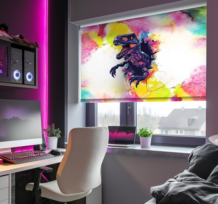 Verzadigde kleuren velociraptor Dino jaloezie - TenStickers