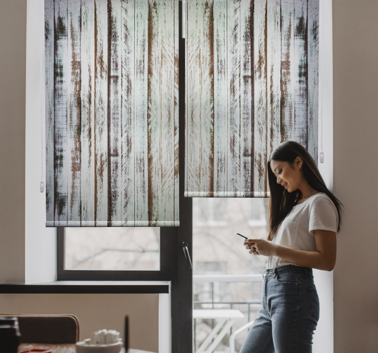 Vintage rolgordijn oude houten planken - TenStickers