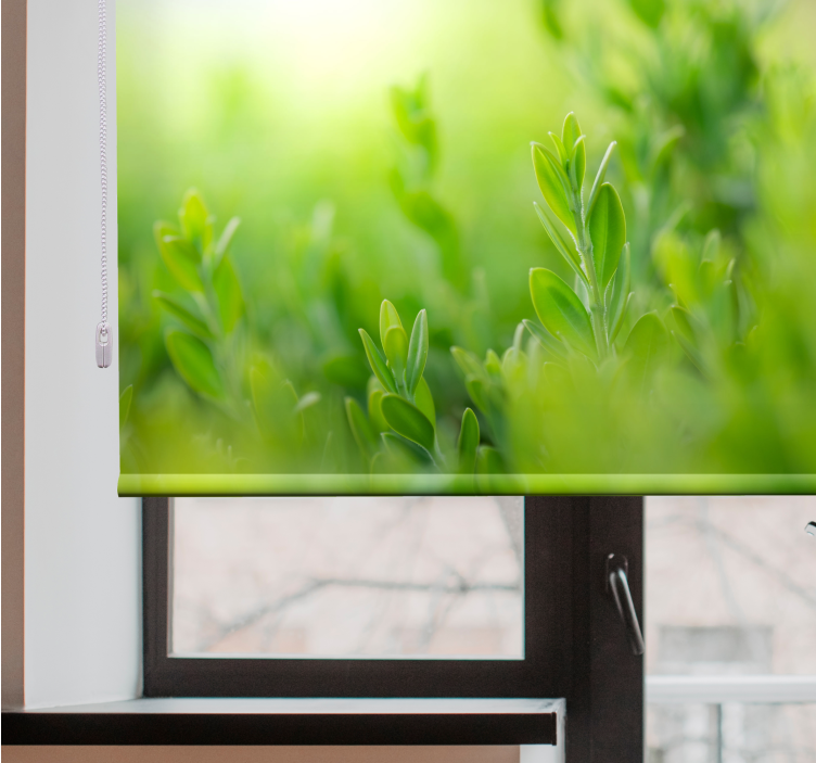 Weelderig groen beeld rolgordijn bloemen en planten - TenStickers