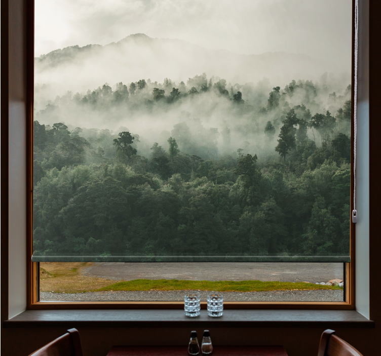 Weelderige bosmist rolgordijn bomen - TenStickers