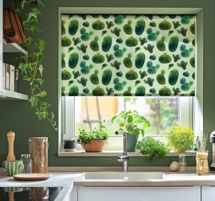 Woestijn patroon rolgordijn cactus - TenStickers