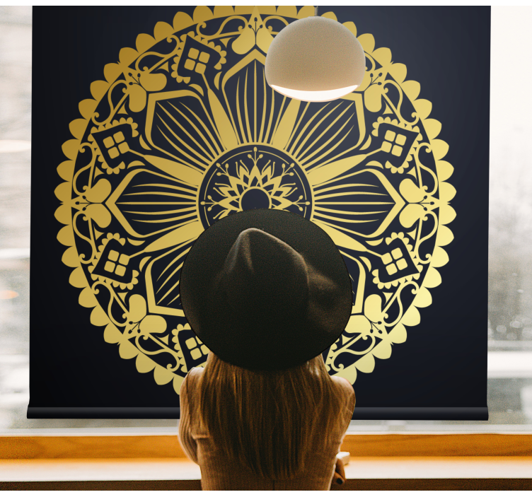 Zen rolgordijnen Navy mandala met gouden effect - TenStickers