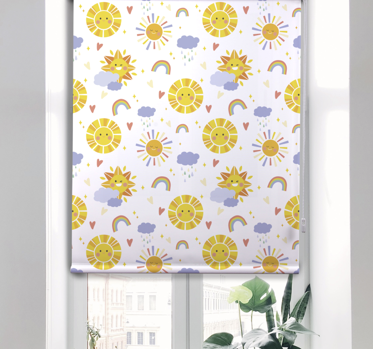 Zonnige wolken en regenbogen rolgordijn kinderkamer - TenStickers