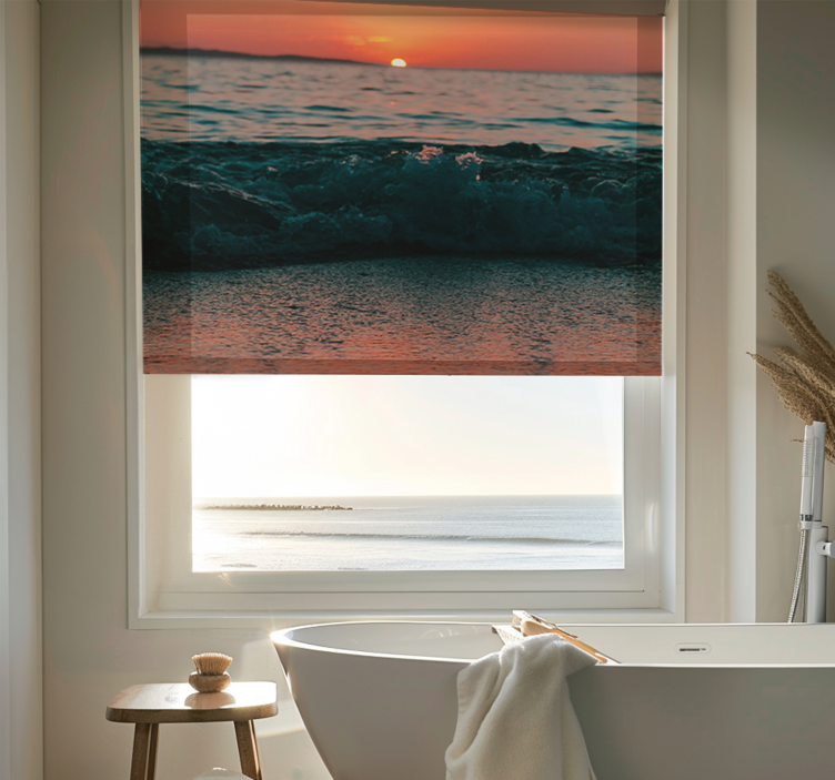 Zonsondergang op een strand raambekleding badkamer - TenStickers