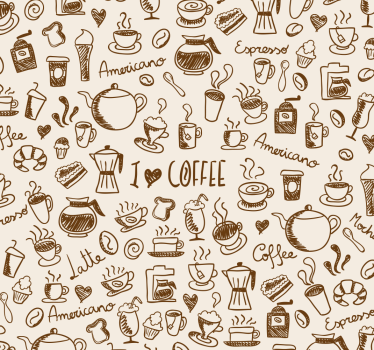 Koffie patroon rolgordijn keuken - TenStickers