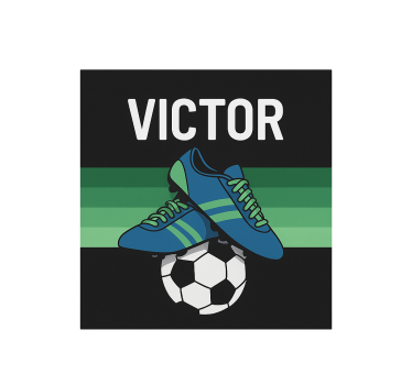 Voetbalschoenen met naam rolgordijn kinderkamer - TenStickers
