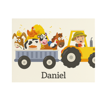 Landbouwtractor met naam rolgordijn gepersonaliseerd - TenStickers
