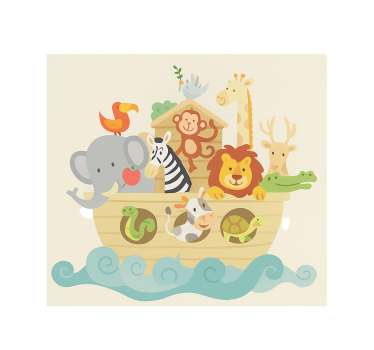 Rolgordijn kinderkamer ontwerp van noach's ark - TenStickers