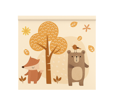 Beige bosdieren rolgordijn kinderkamer - TenStickers