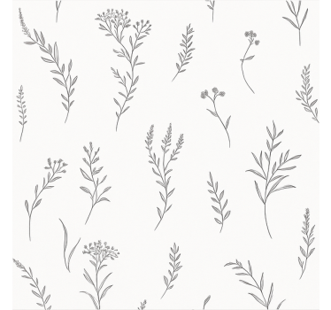 Witte kleur met planten rolgordijn hoofd slaapkamer - TenStickers