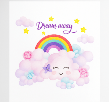 Roze wolken en regenboog rolgordijn kinderkamer - TenStickers