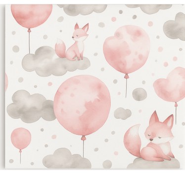 Pastel ballonnen en wolken rolgordijn kinderkamer - TenStickers