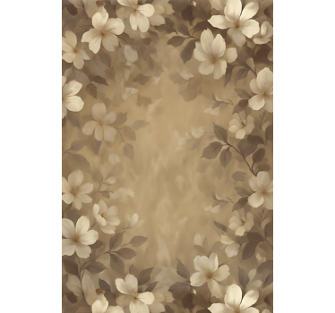 Beige geschilderde bloemen rolgordijn woonkamer - TenStickers