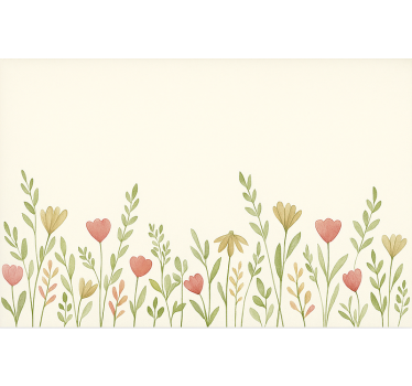 Veldbloemen rand rolgordijn keuken - TenStickers