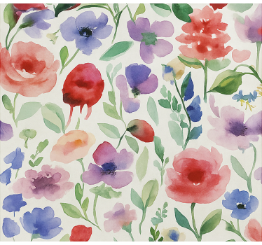 Levendige aquarel bloemen rolgordijn woonkamer - TenStickers