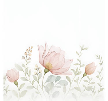Abstracte doorschijnende bloemen rolgordijn hoofd slaapkamer - TenStickers