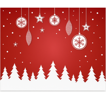 Rode kerstbomen rolgordijn woonkamer - TenStickers