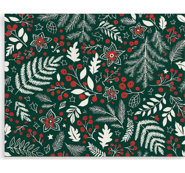 Bloemen kerstpatroon rolgordijn woonkamer - TenStickers