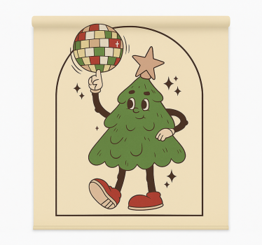 Groovy discoboom rolgordijn woonkamer - TenStickers