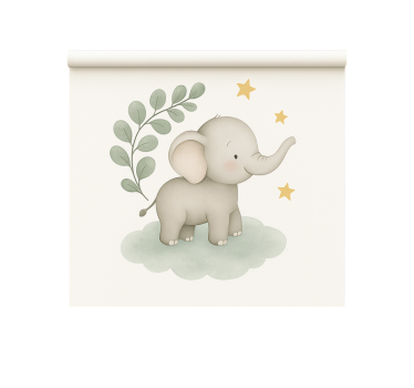Raambekleding scandinavisch aanpasbare wolken babyolifant - TenStickers