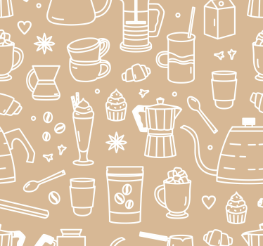 Rolgordijn keuken koffie- en glazenpatroon - TenStickers