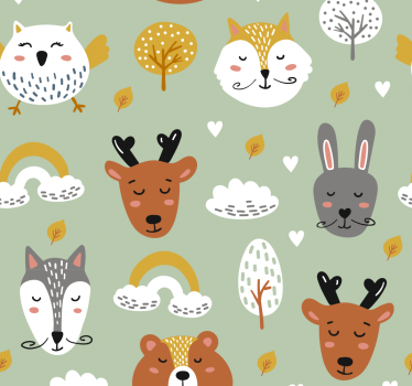 Rolgordijn kinderkamer scandinavische bosdieren - TenStickers
