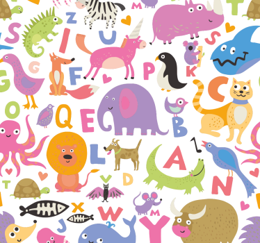 Rolgordijn kinderkamer alphabet dieren - TenStickers