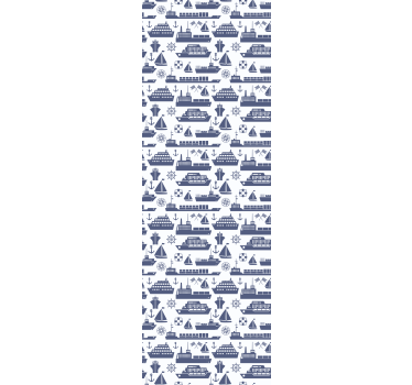 Rolgordijn kinderkamer met verschillend blauw botenpatroon - TenStickers