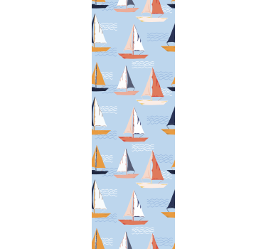 Rolgordijn kinderkamer vrolijk zeilbootpatroon - TenStickers