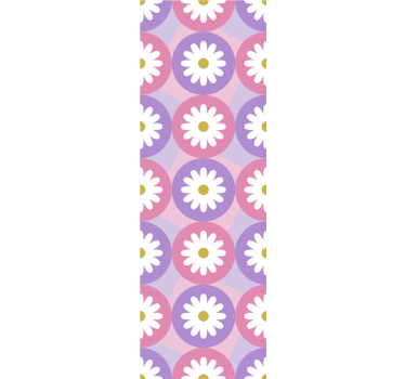 Rolgordijn kinderkamer paarse roze madeliefjes patroon - TenStickers
