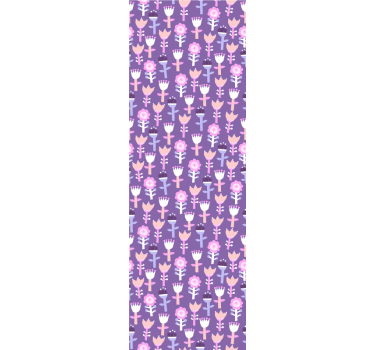 Rolgordijn kinderkamer paarse abstracte bloemenpatroon - TenStickers