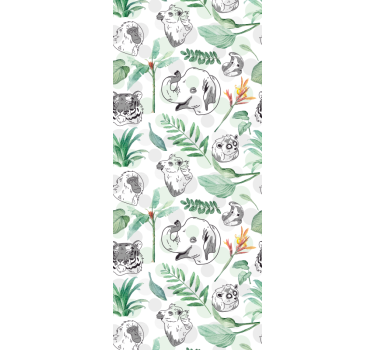 Rolgordijn kinderkamer met aquarel tropische dieren en planten - TenStickers